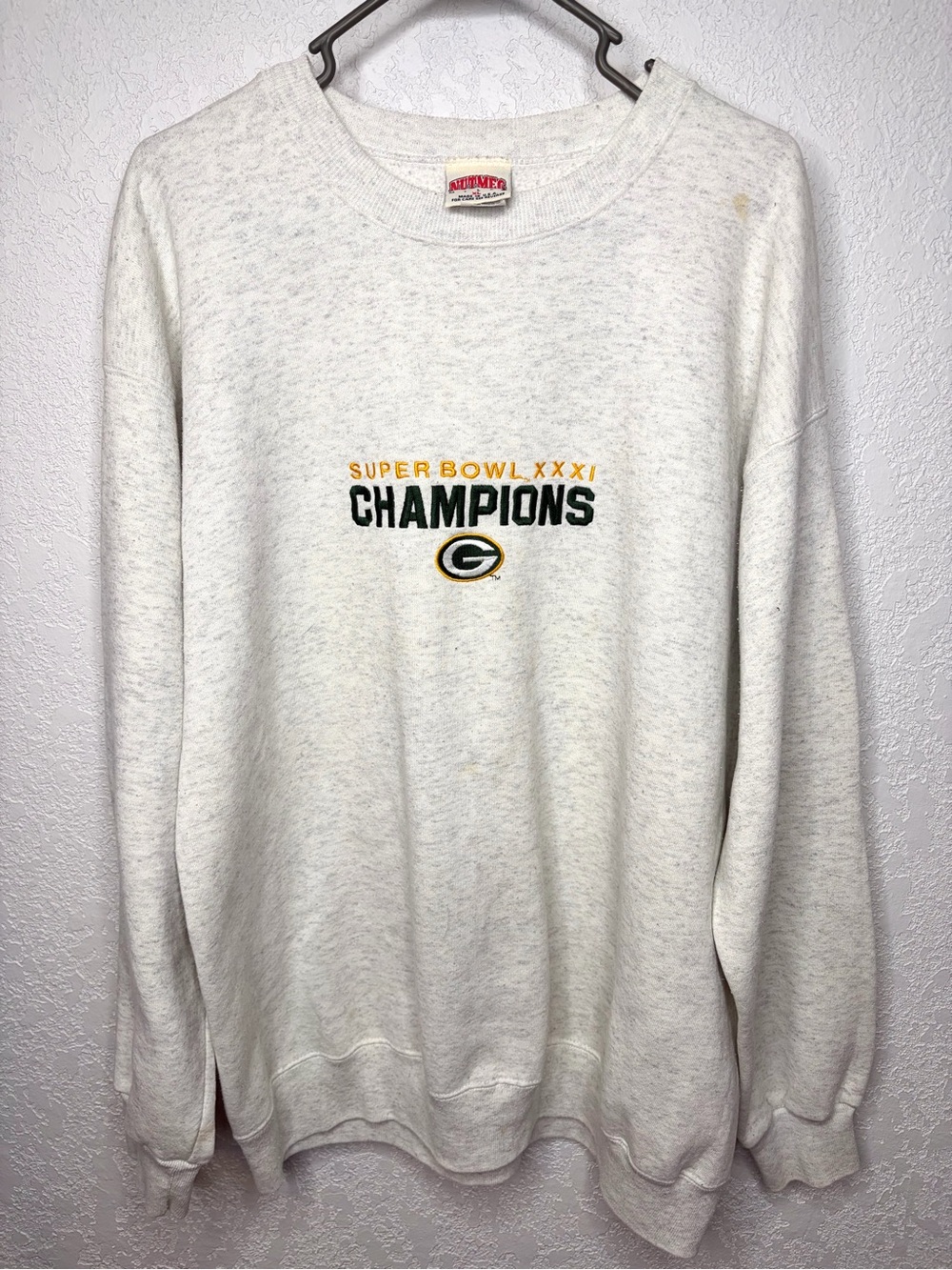 Vintage Green Bay Packers Super Bowl Sweatshirt Crewneck Nutmeg Mens Sz XL USA